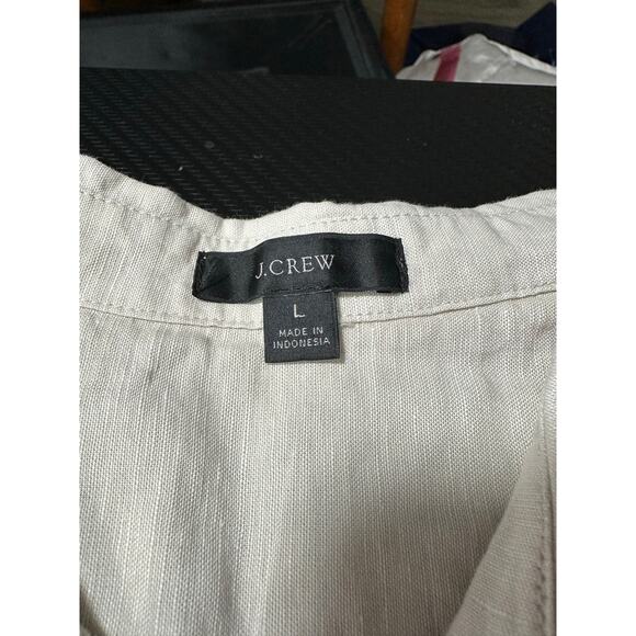 J Crew Linen Blend Beach Shirt in Natural Linen Sz Large Oversized Flowy Capsule - Picture 3 of 12